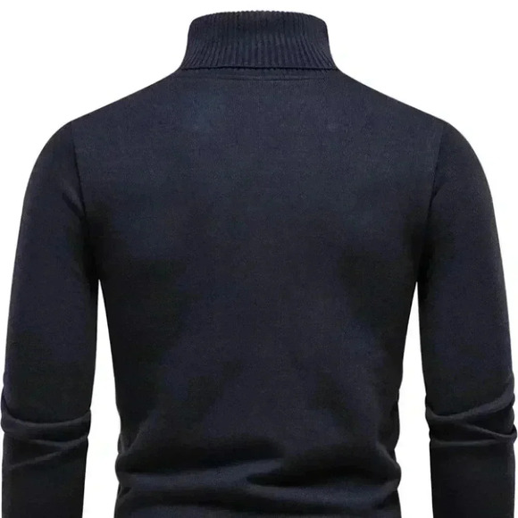 Dark Blue Mens Turtleneck Sweater - Picture 3 of 7